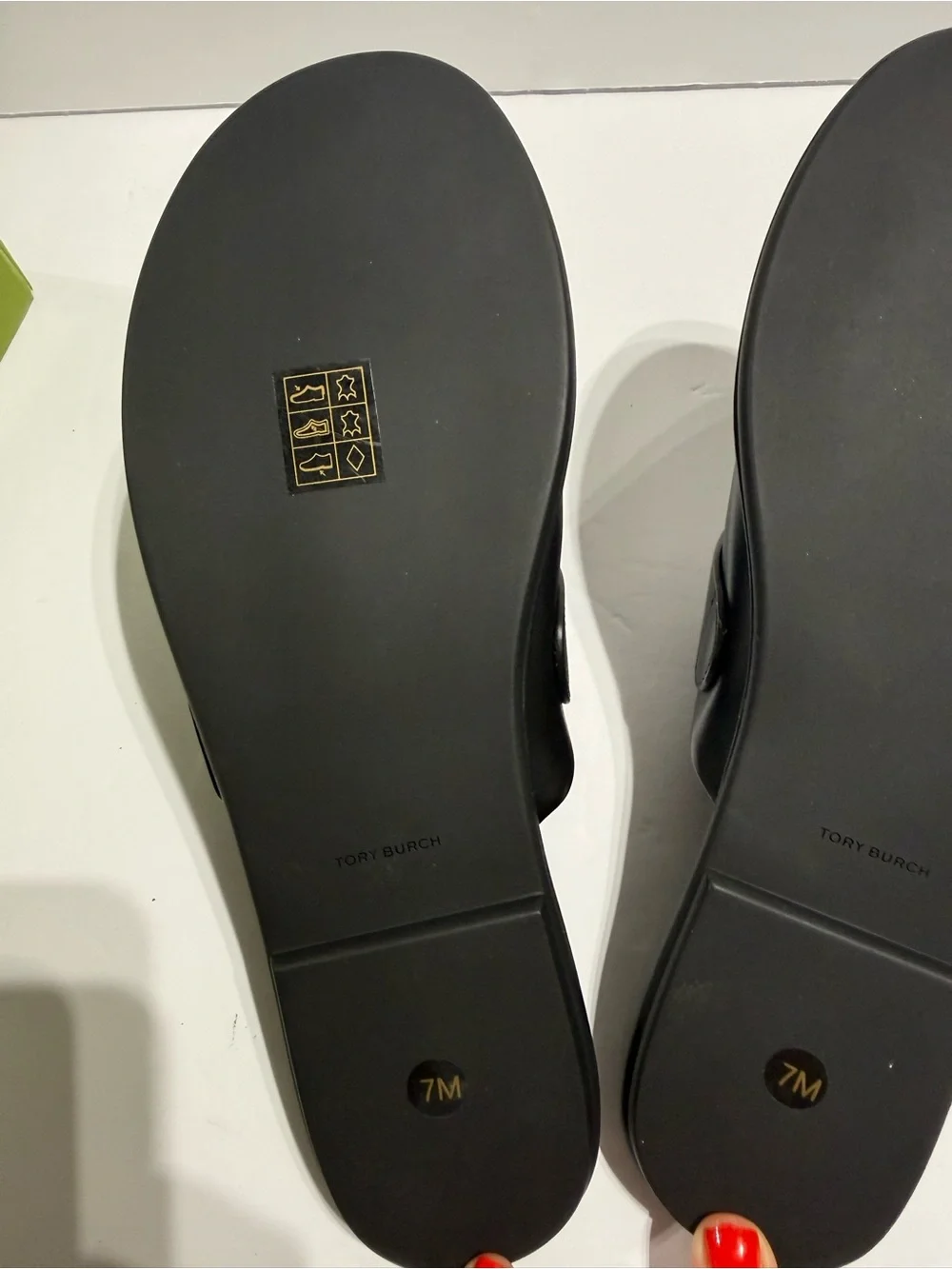Tory Burch Black Leather Slide Mules with Silver Logo Accent